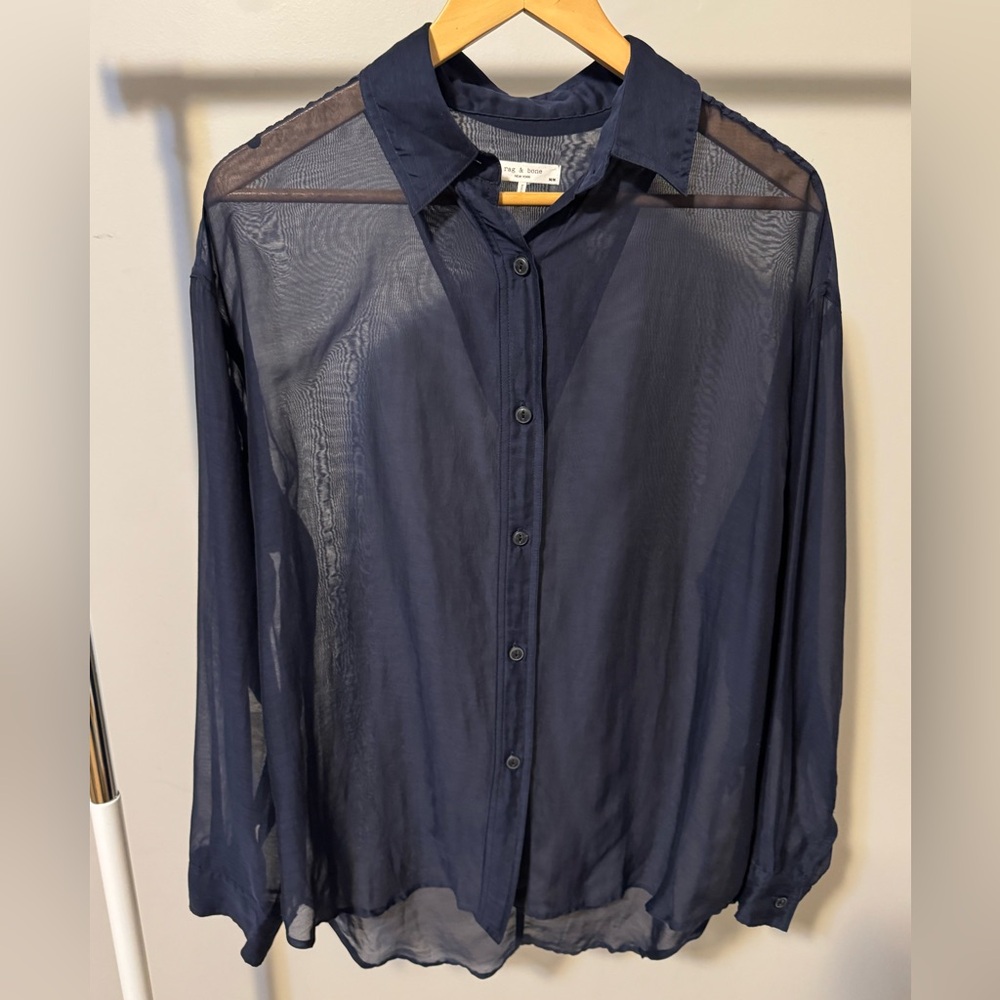 Rag & Bone Lightweight Sheer Long Sleeve Button Down Shirt